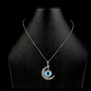 Moon evil eye necklace